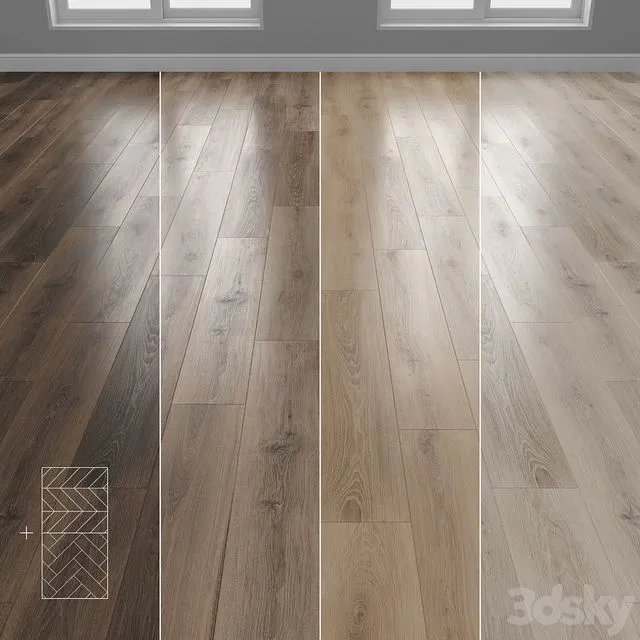 Parquet 4 Colors Linear Herringbone Chevron Setquad8 3D Model