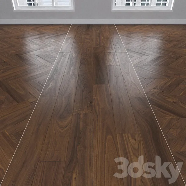 Parquet American walnut 3 kinds: herringbone linear chevron. Free Download