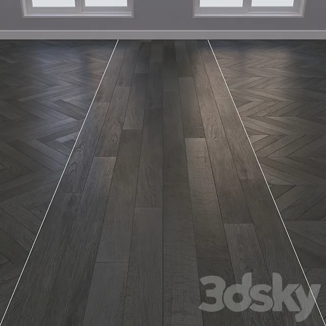 Parquet board Kraft Oak layout Christmas tree chevron and linear 3 3D Model