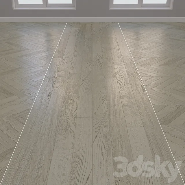 Parquet board Kraft Oak layout Christmas tree chevron and linear 5 3D Model