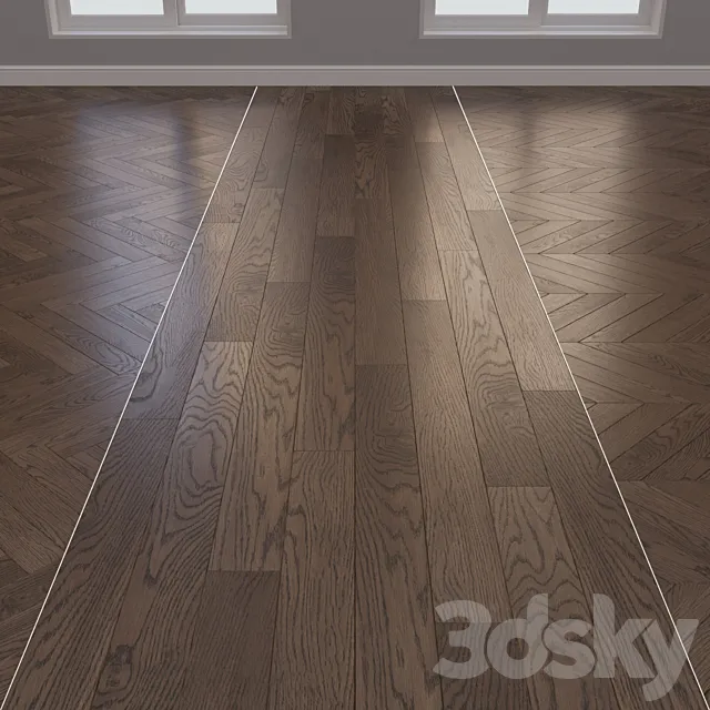 Parquet board Kraft Oak layout Christmas tree chevron and linear 8 3D Model