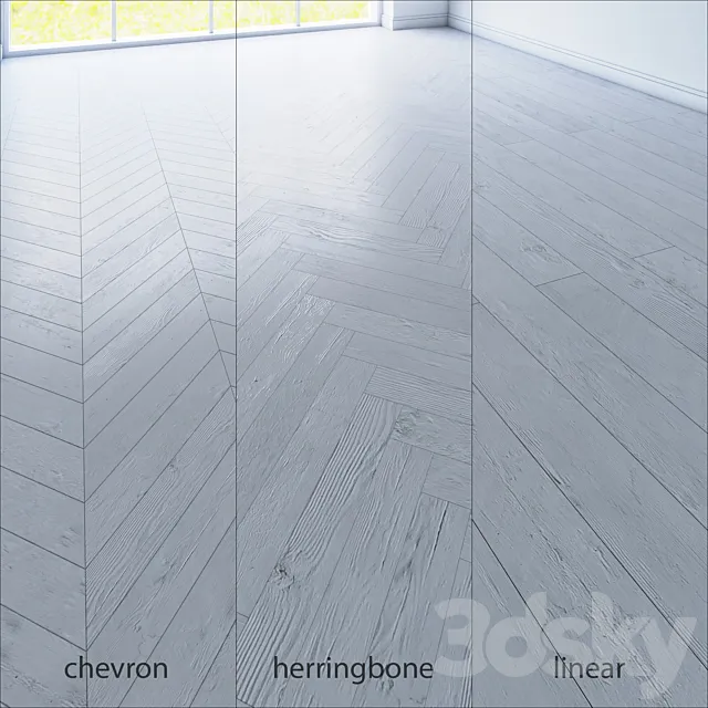 Parquet. Chevron herringbone straight. 3D Model