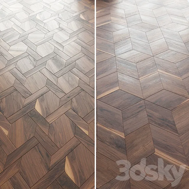 Parquet CP Parquet New Cubo Hexagon Canestro 3D Model