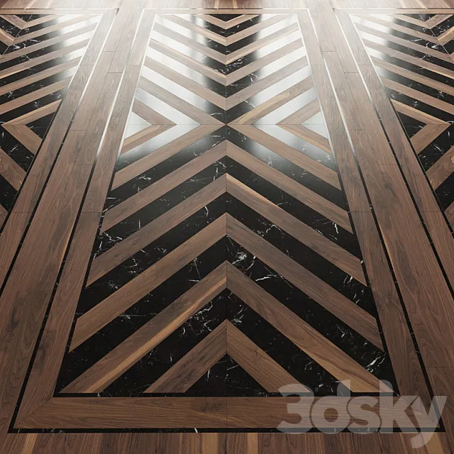 Parquet Ebony and Co herringbone chevron 3D Model