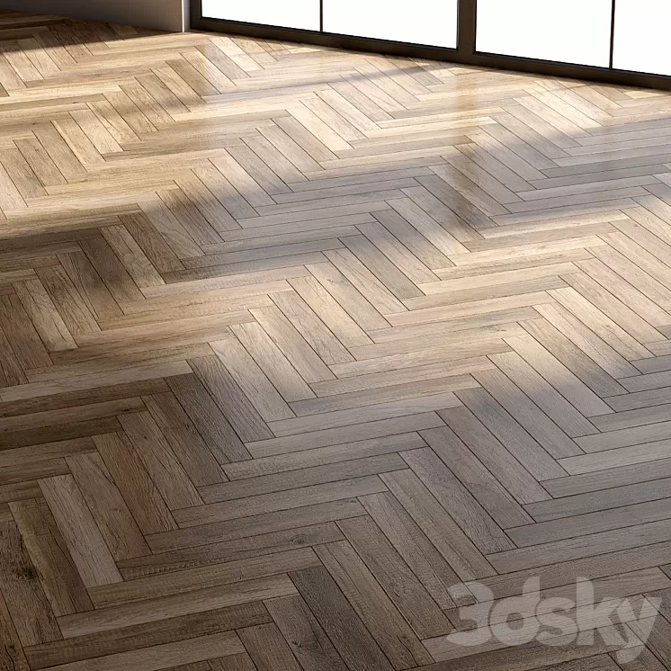 Parquet English Herringbone 3D Model