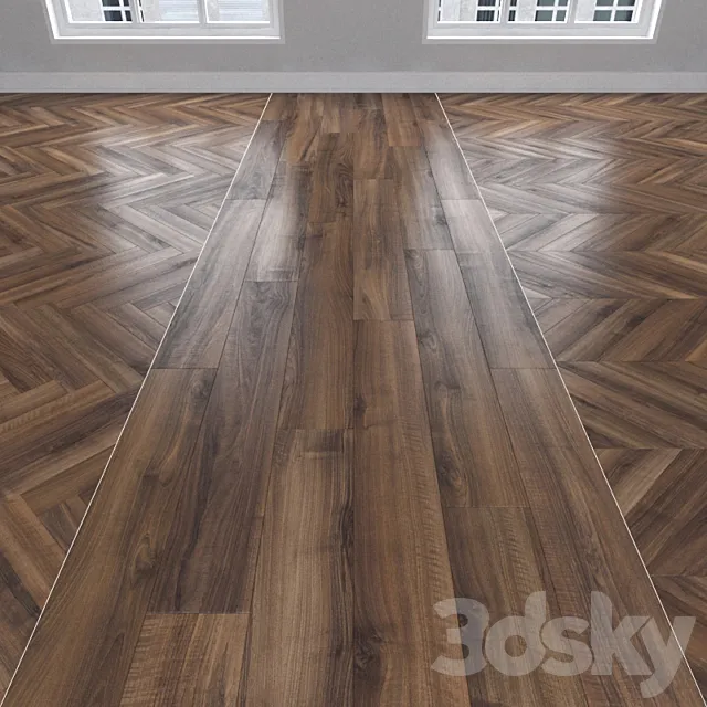 Parquet Italian walnut. 3 kinds: herringbone. linear. chevron. 3DModel