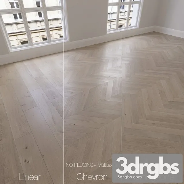 Parquet natural oak anchorage 3 types. linear chevron herringbone. 3D Model Download