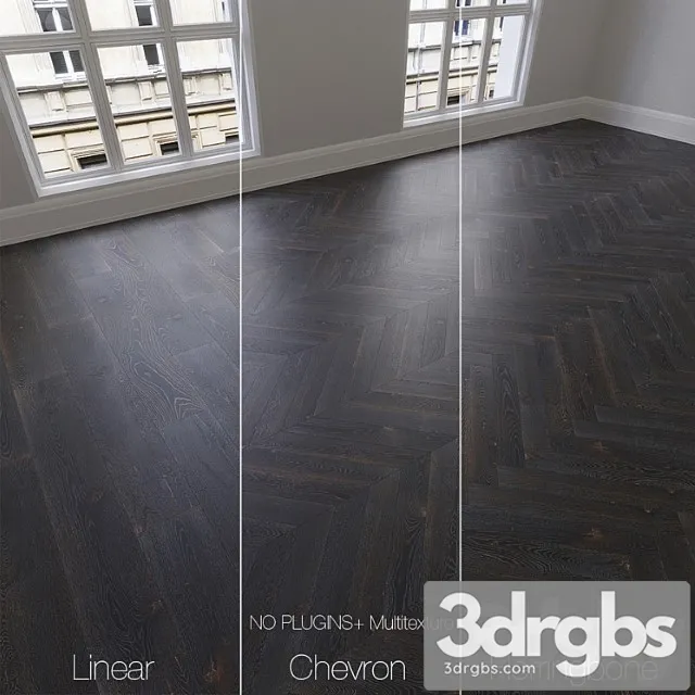 Parquet natural oak night 3 types. linear chevron herringbone. 3D Model Free