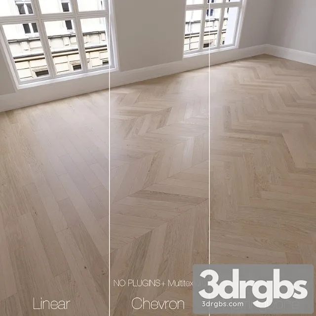 Parquet natural oak sapphire 3 types. linear chevron herringbone. 3D Model Free