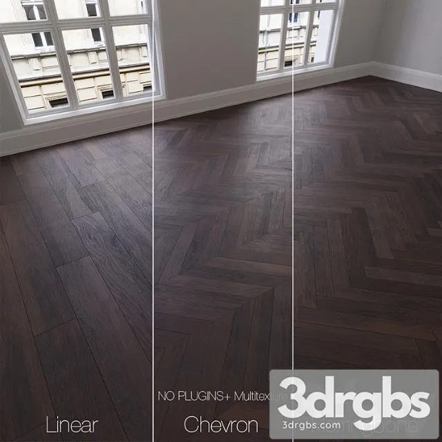 Parquet natural oak smoky mountains 3 types. linear chevron herringbone. 3D Model Download