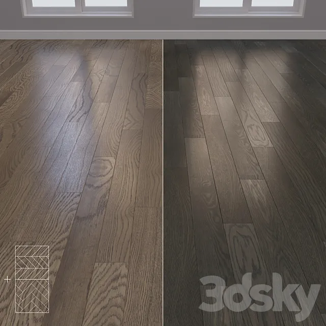 Parquet Oak 2 types layout Christmas tree chevron and linear setduo17 3D Model