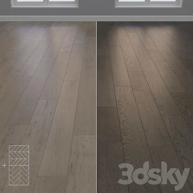 Parquet Oak 2 types layout Christmas tree chevron and linear setduo26 3D Model