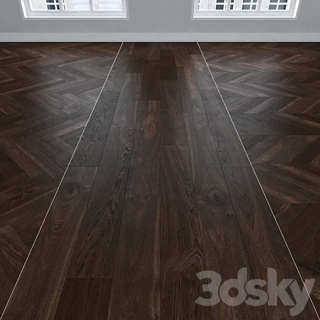 Parquet Oak agate 3 types. Christmas tree linear chevron. 3D Model