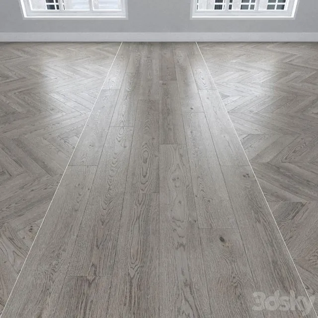 Parquet Oak gray 3 types. Christmas tree linear chevron 3D Model