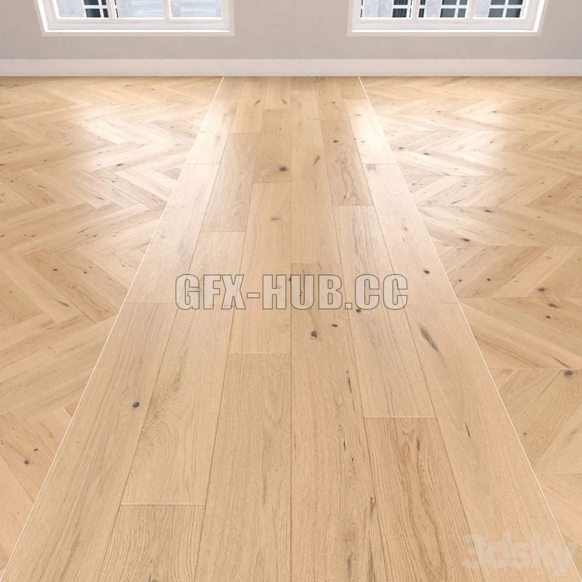 Parquet Oak light 3 types Christmas tree linear chevron 3D Model