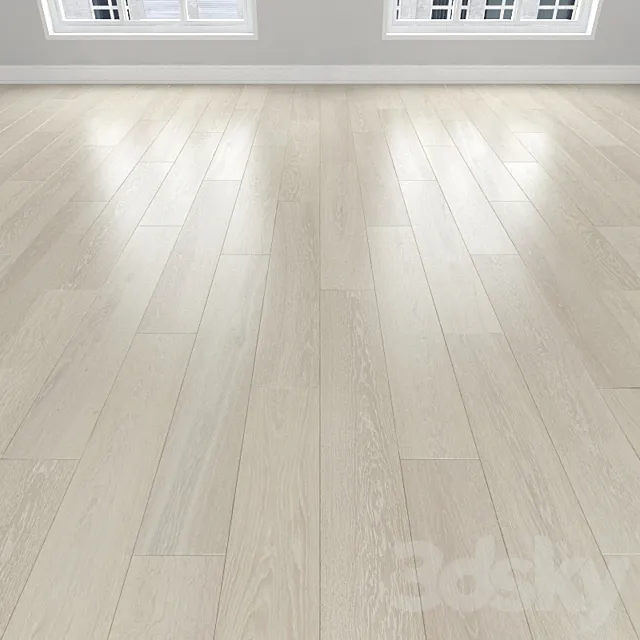 Parquet Oak white 3 types: herringbone linear chevron. 3D Model