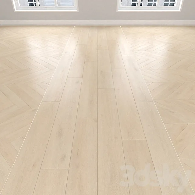 Parquet Sand oak 3 types: herringbone linear chevron. 3D Model