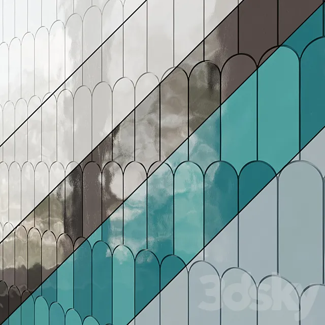 Parry Fishscale Glossy Ceramic Wall Tile Mosaic 3D Model