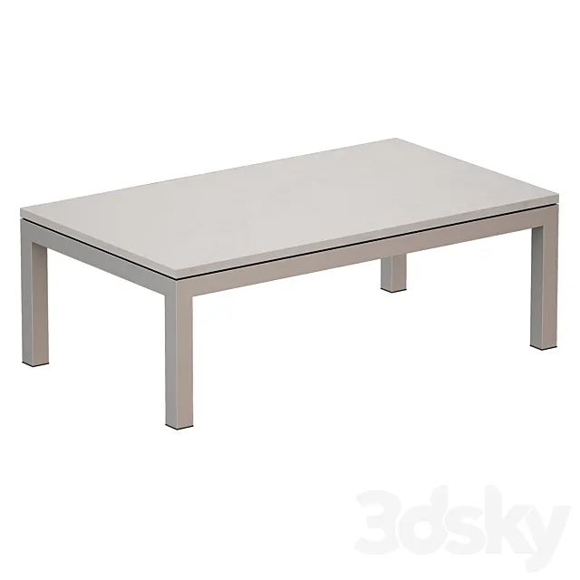 Parsons White Marble Top _ Stainless Steel Base 48x28 Small Rectangular Coffee Table (Crate and Barrel) 3DModel