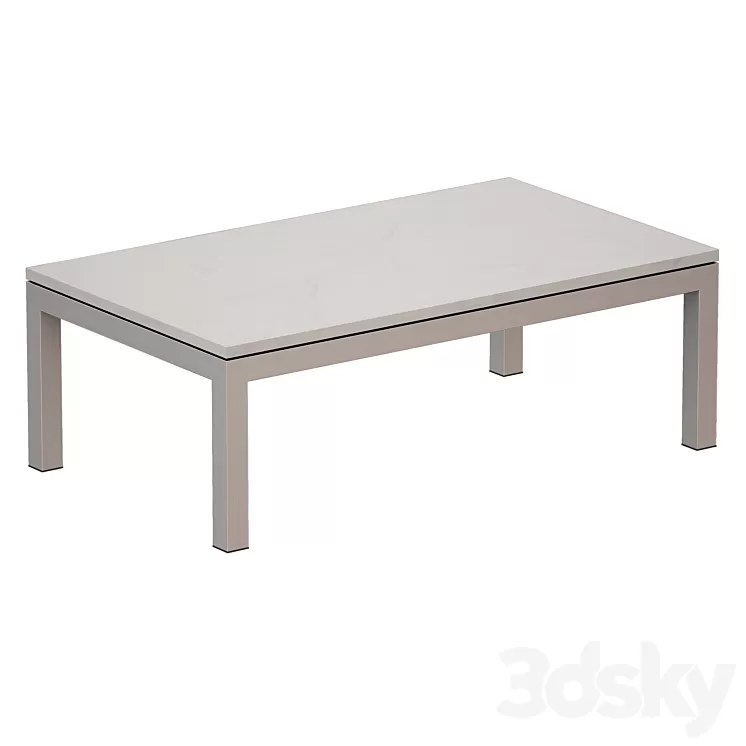 Parsons White Marble Top / Stainless Steel Base 48x28 Small Rectangular Coffee Table (Crate and Barrel) 3D Model