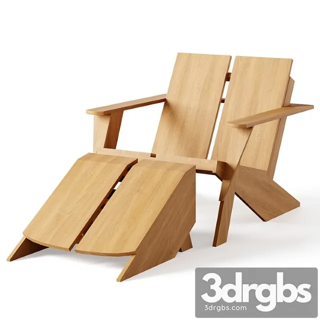 Paso teak outdoor adirondack chair with ottoman