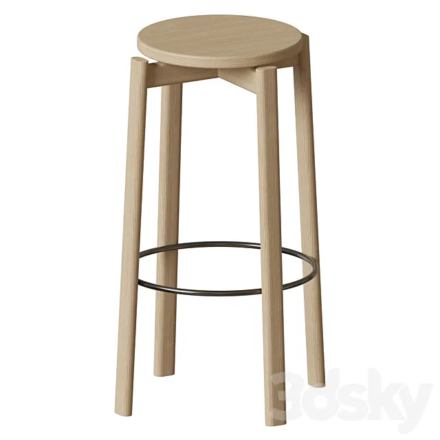 Passage Bar Stool Wood Seat 3D Model