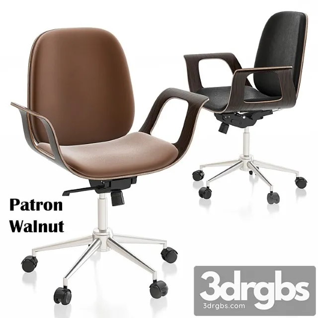 Patron walnut office chair 2 3D Model Free