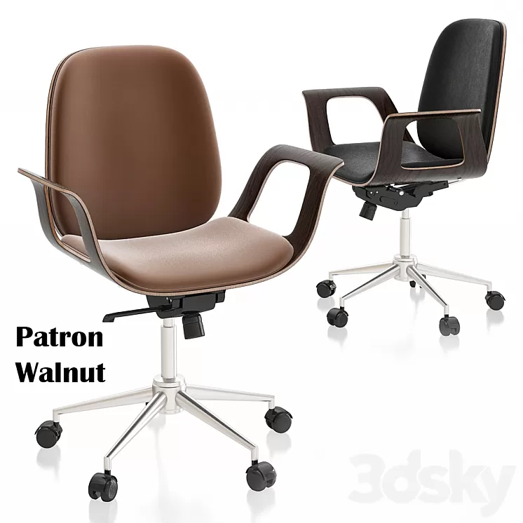 Patron Walnut Office Chair 3D Model