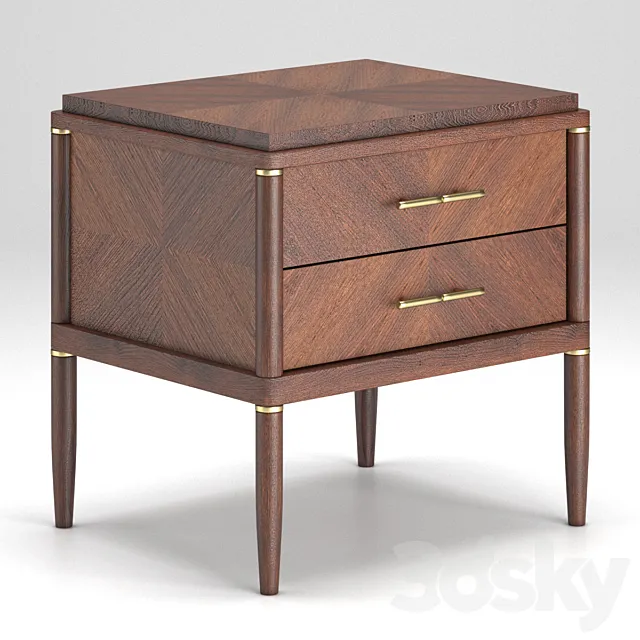 Pattern Bedside table with 2 drawers 3D Model