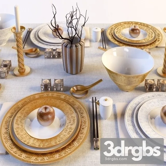 Patterned Dish Set 3D Model Free