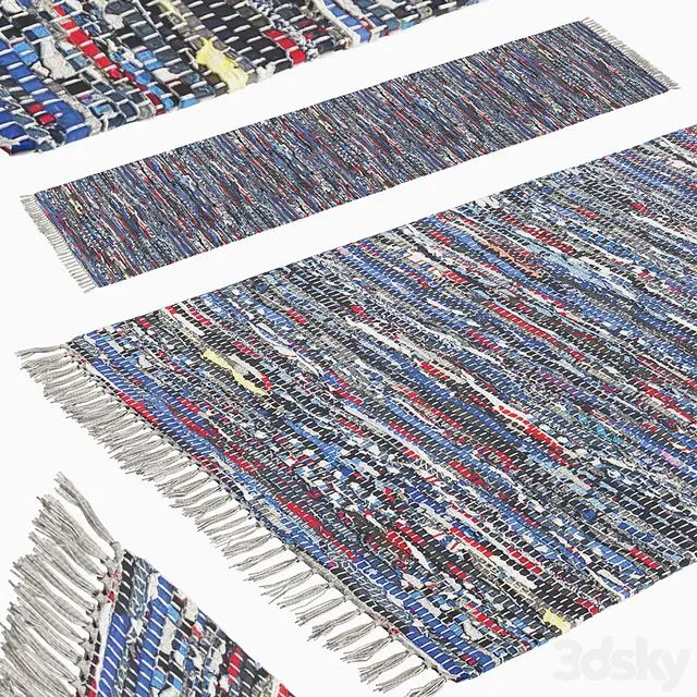 Patterned Woven Mat - Blue 3D Model