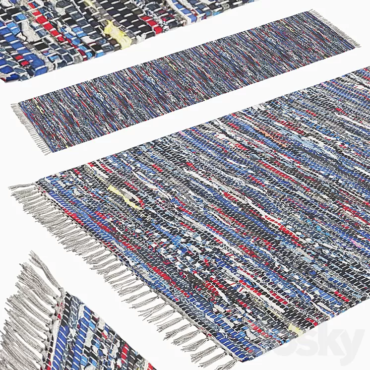 Patterned Woven Mat - Blue 3D Model