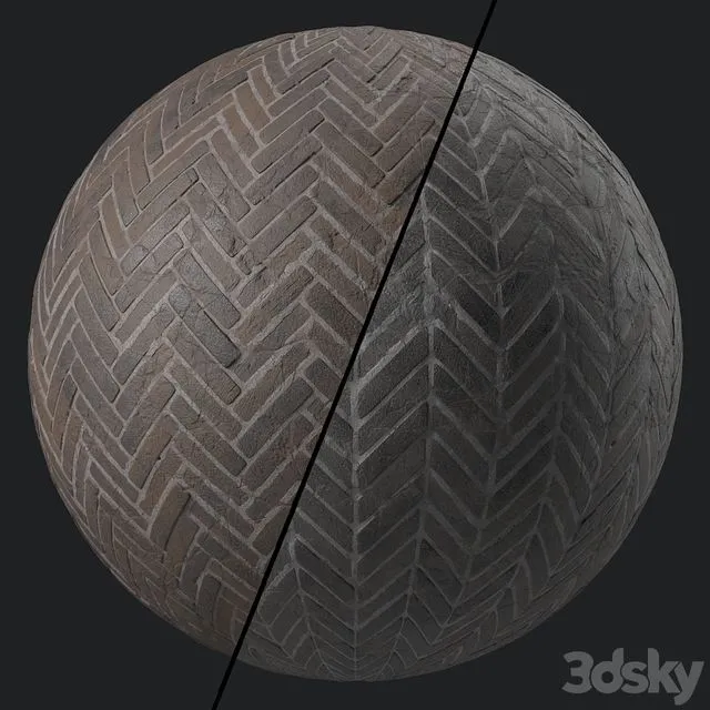 Pavement Materials 46- HerringBone Stone Paving 3D Model