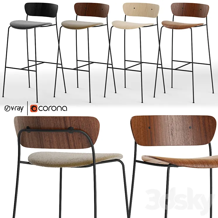 Pavilion AV7 AV9 bar stool 3D Model Free