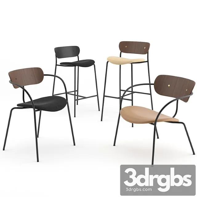 Pavilion chairs collection by & tradition 2 3D Model Free