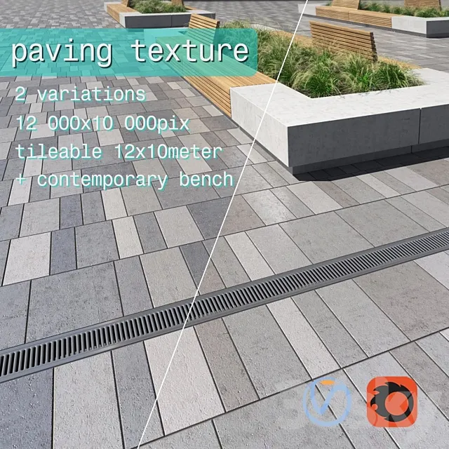 Paving _ street furniture 02 3DModel