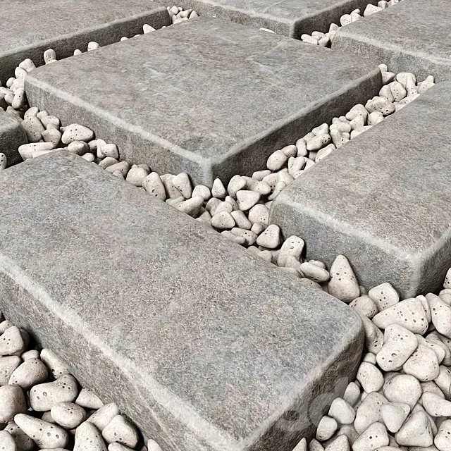 Paving and pebble _ Pebble paving 3D Model