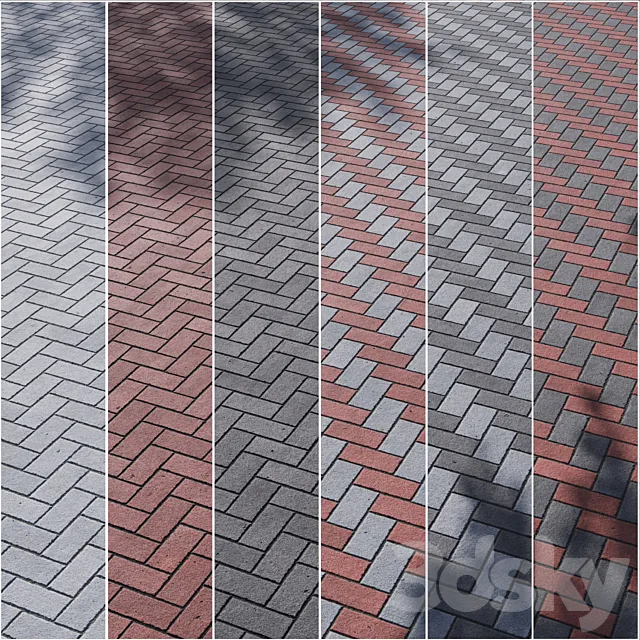 Paving Concrete Set 01(6 type colors) 3D Model