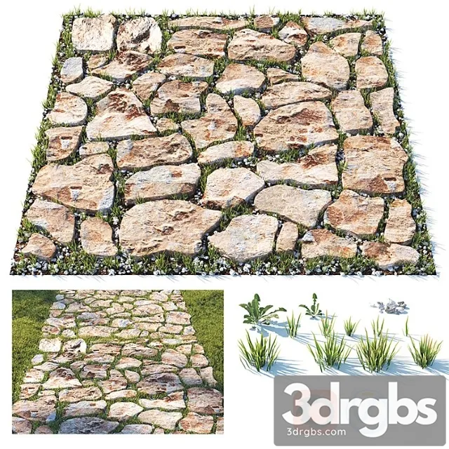 Paving Decorative Grass Path 3D Model Free