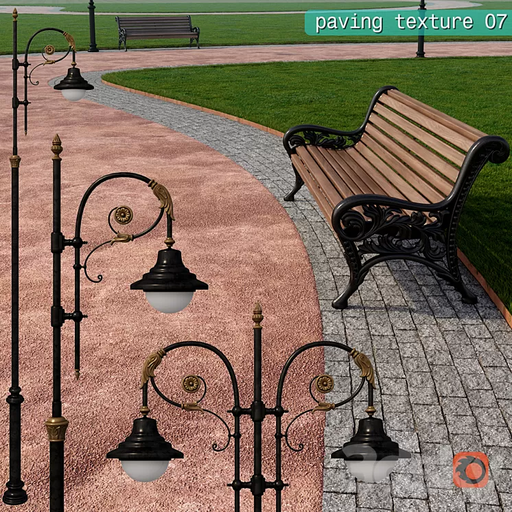 Paving granite crumb HR / street furniture 07 3D Model