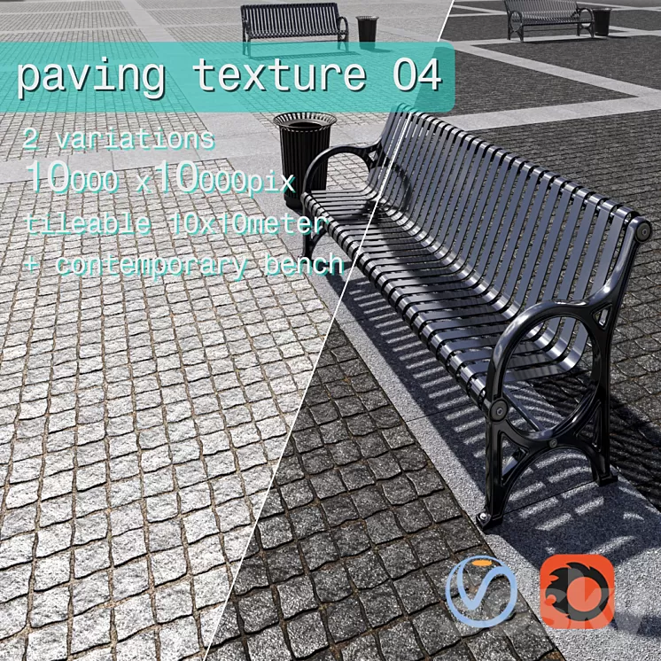 Paving granite damage regular HR / street furniture 04 3D Model