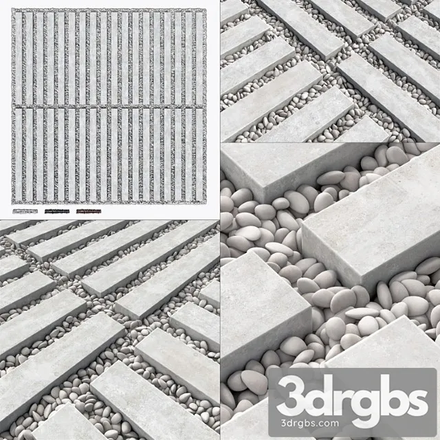 Paving Long Tile With Pebbles No 7 3D Model Download