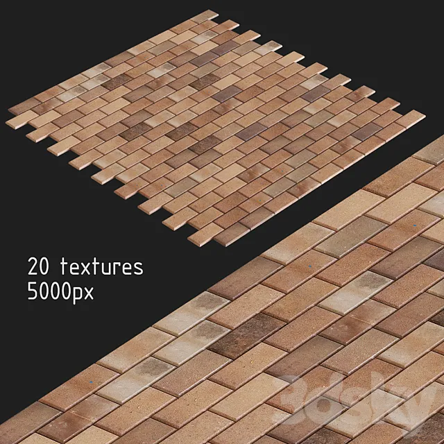 Paving slabs. 20 textures. Red 3D Model