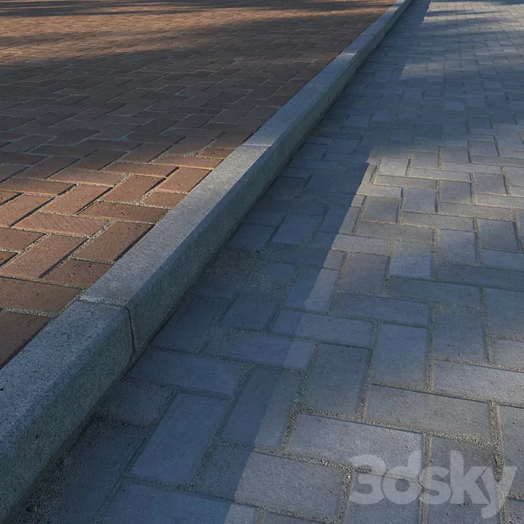 Paving slabs and curb (curb) 3D Model