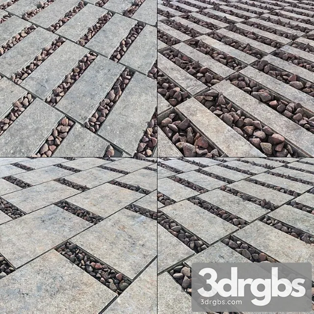 Paving Slabs with Gravel 3D Model Free