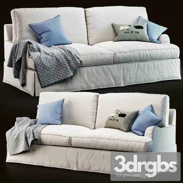 PB English ARM Slip Covered Sofa 3D Model Free