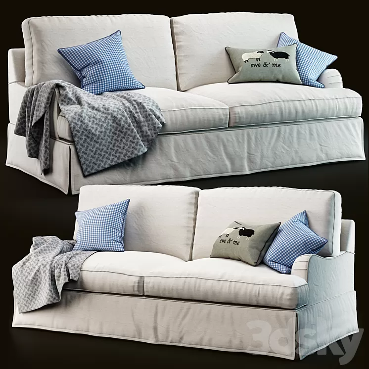 PB Russian Arm Slipcovered Sofa 3D Model