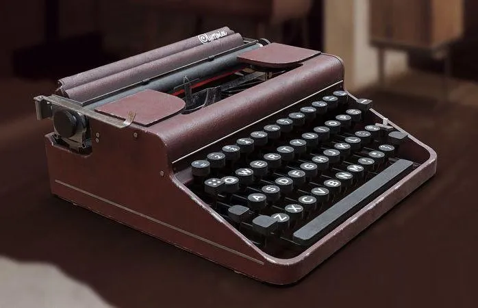PBR Game 3D Models - 1951 Red Olympia SM1 Typewriter