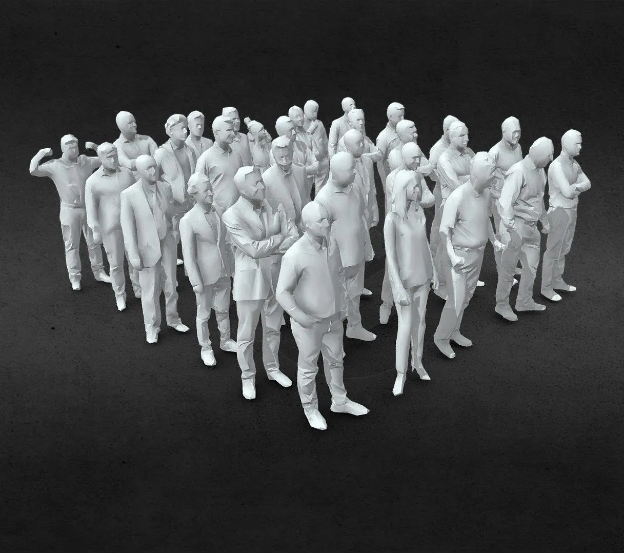 PBR Game 3D Models - 30 Low Poly People Collection