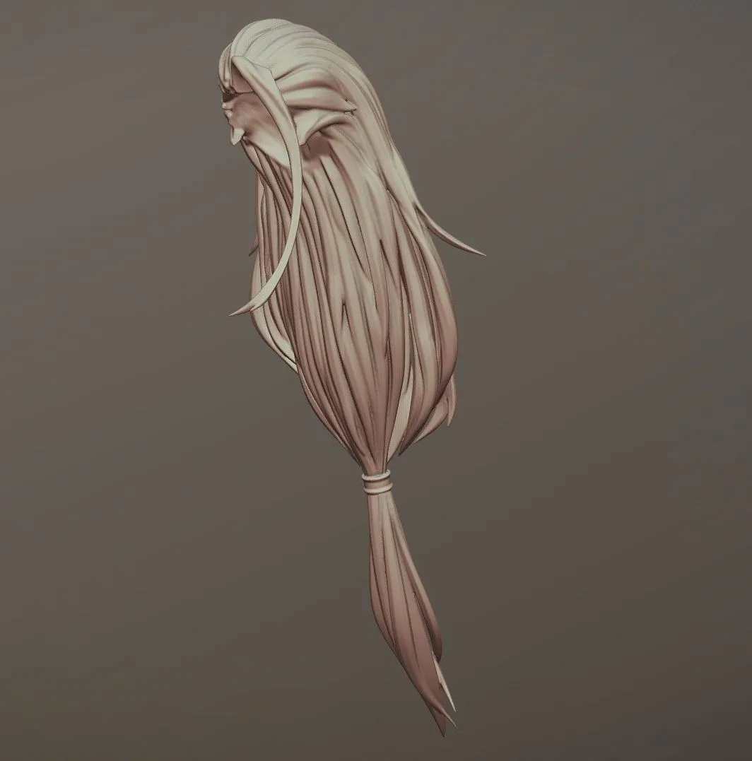 PBR Game 3D Models - 3D Printable Stylized Hair 01